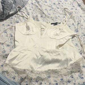 Elegant White Lace Trim Top